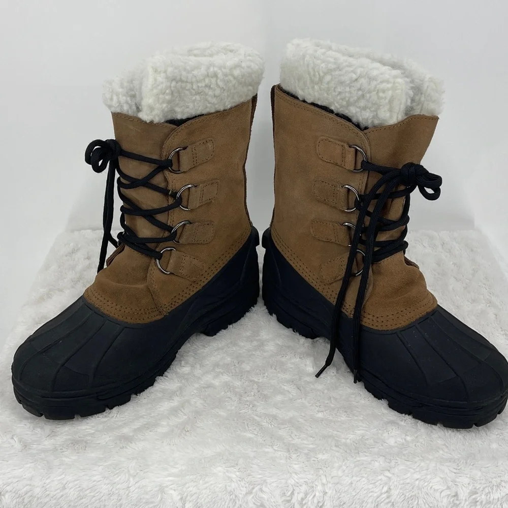 BASS LEATHER DUCK MENS  Brown and Black Winter Boots SIZE 7
